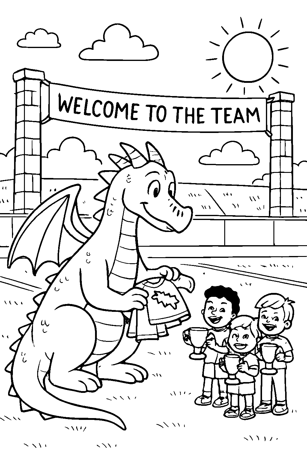 Coach Ember gave each of them a shiny dragon-wing jersey and a golden trophy. Axel, Aria, and Arlo were officially part of the Dragon Soccer Academy!